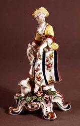 Figura di pastorella in porcellana di Bow, c.1765